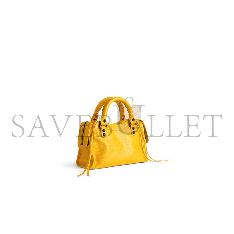 BALENCIAGA WOMEN'S LE CITY BAG MINI IN MARGE YELLOW 8657632ACFH7014 (24*16*9cm)